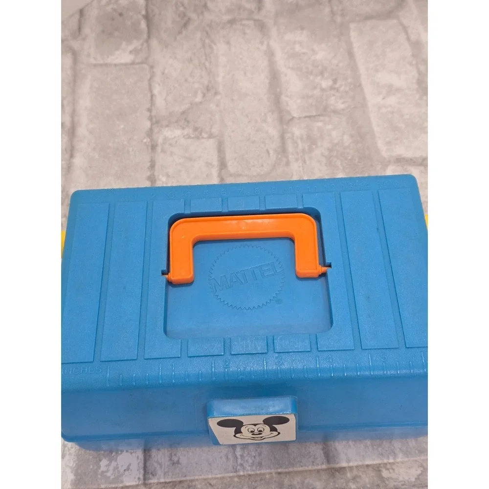 Vintage‎ Mattel Disney Mickey Mouse Fishing Pole Rod Tackle Box Cheese Worm Fish